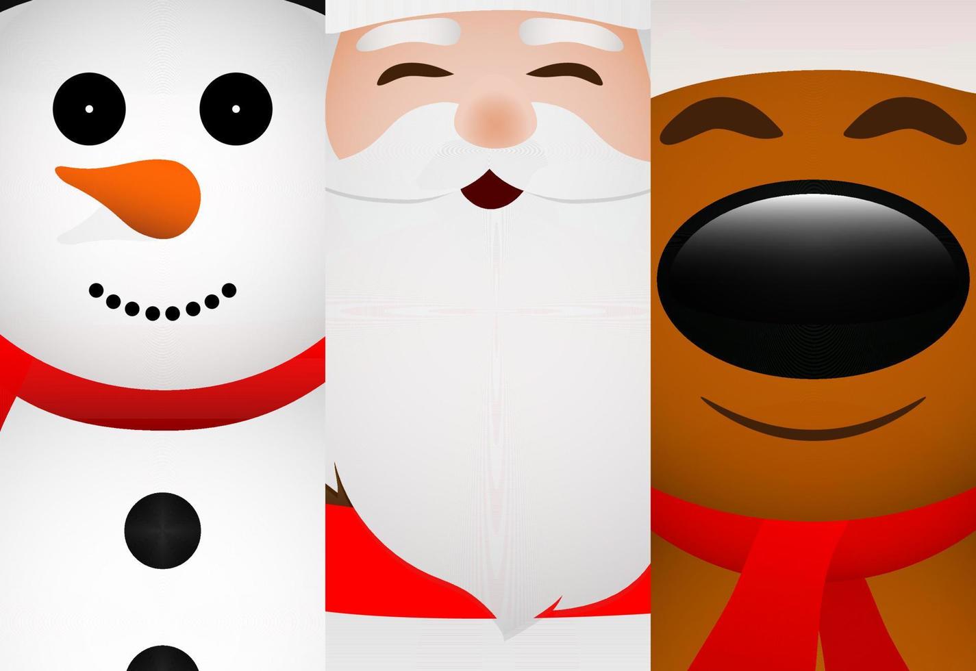 cartões com papai noel, renas e boneco de neve vetor