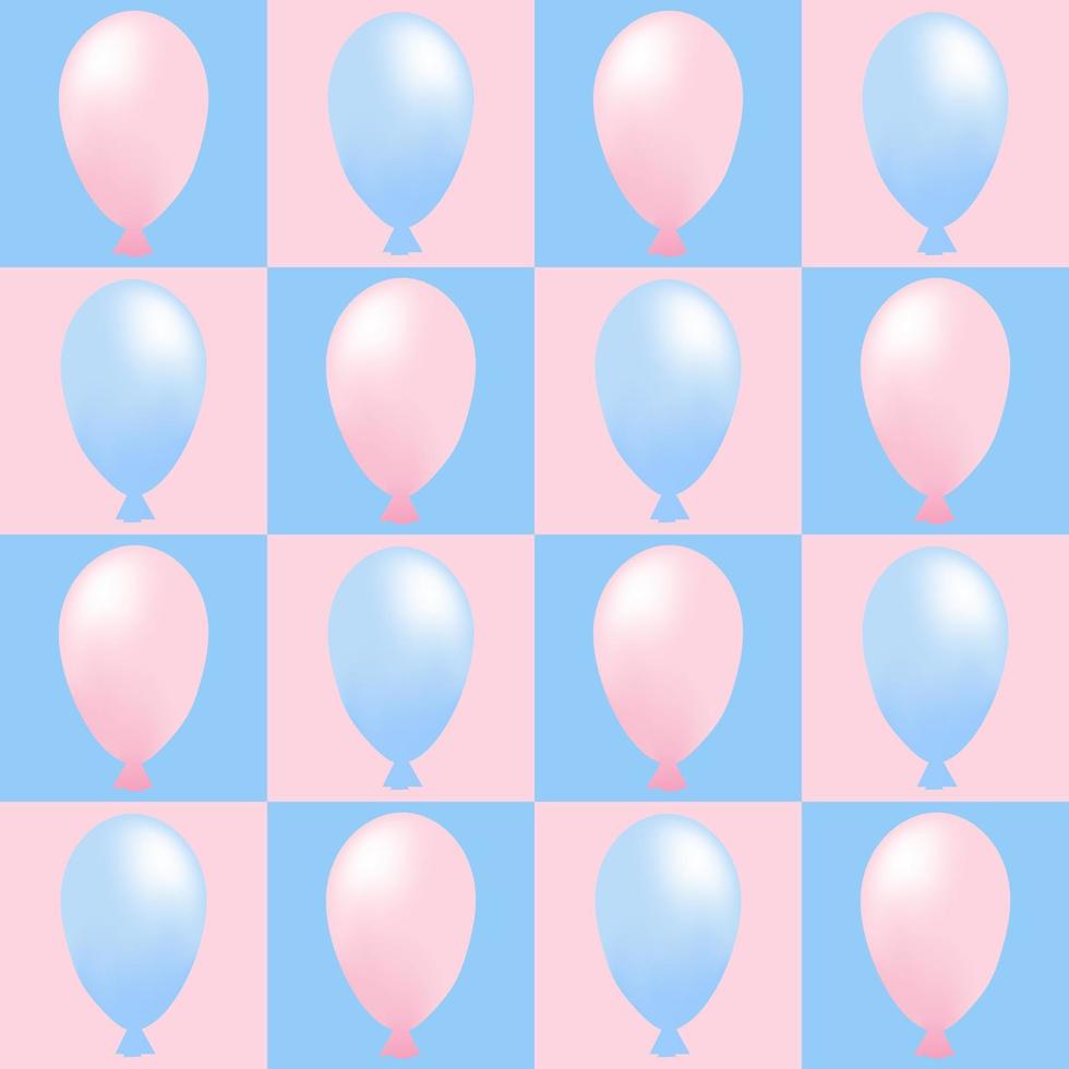 padrão sem emenda de vetor para festa de gênero. fundo rosa e azul com balões.