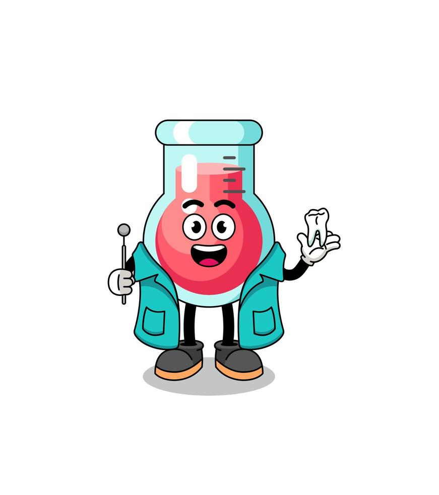 ilustração de mascote de copo de laboratório como dentista vetor