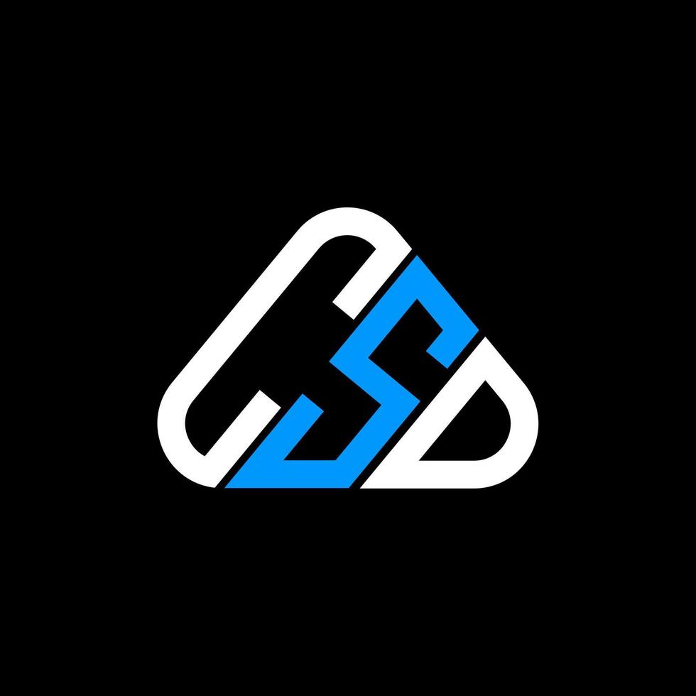 design criativo do logotipo da carta csd com gráfico vetorial, logotipo csd simples e moderno em forma de triângulo redondo. vetor