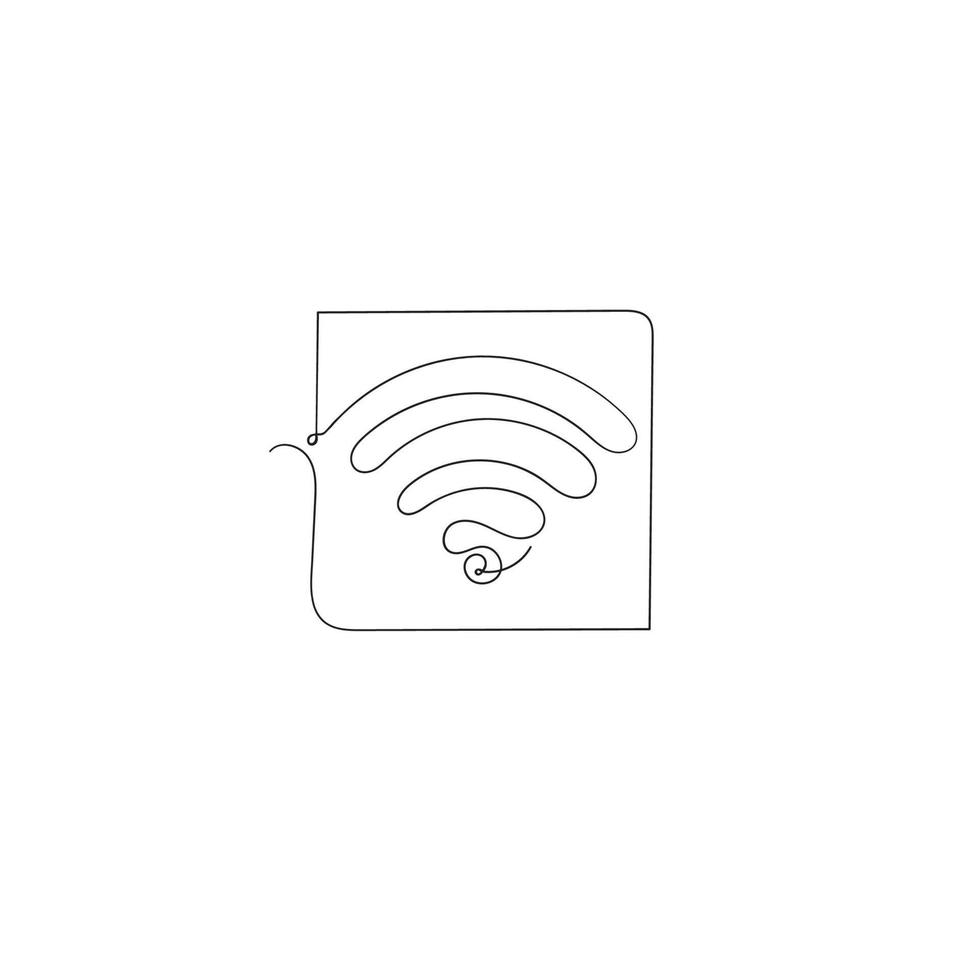 ilustração de ícone de sinal sem fio de desenho de linha contínua vetor