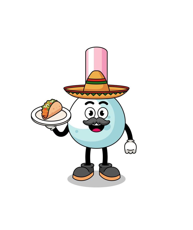 desenho de personagem de cotonete como chef mexicano vetor