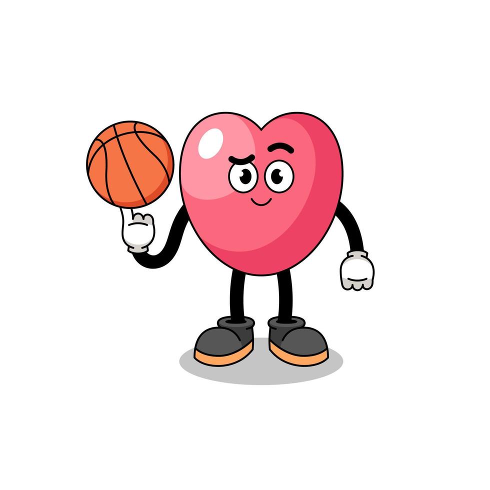 ilustração de símbolo de coração como jogador de basquete vetor