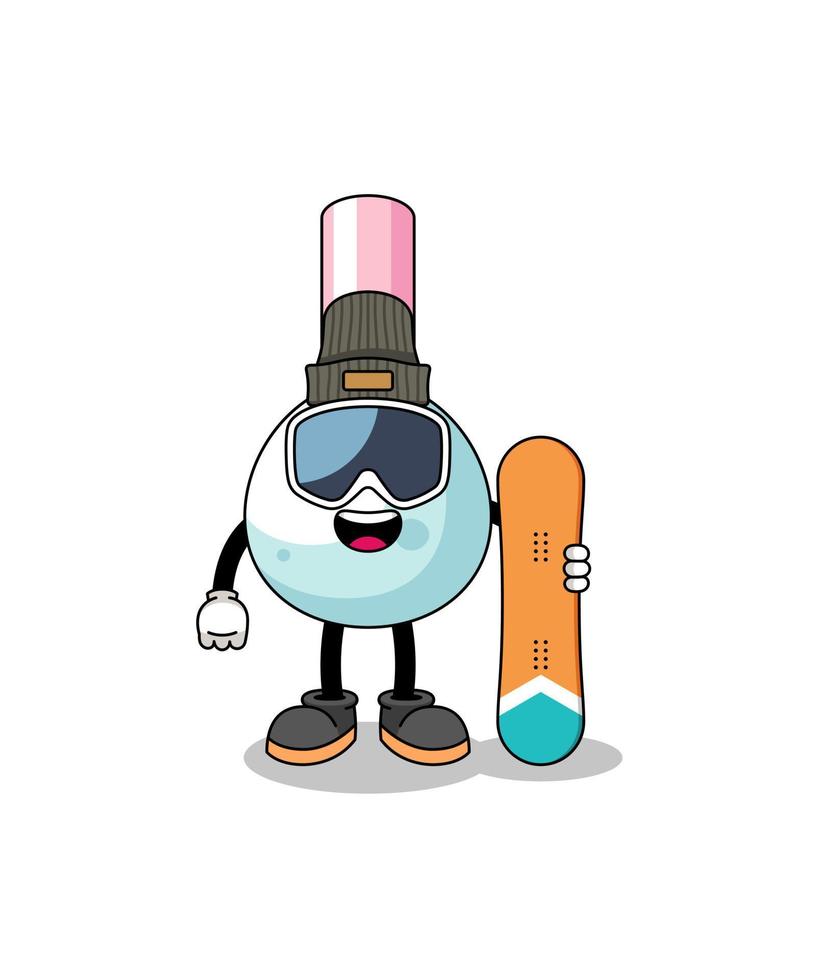 desenho de mascote de jogador de snowboard de cotonete vetor