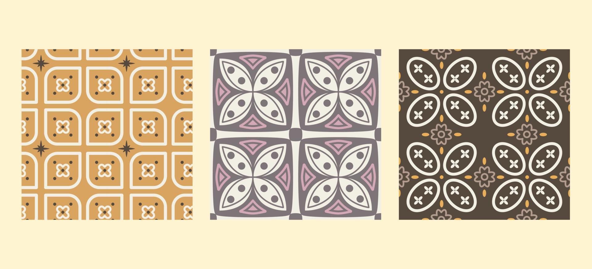 conjunto de padrão de batik. design de batik kawung vetor