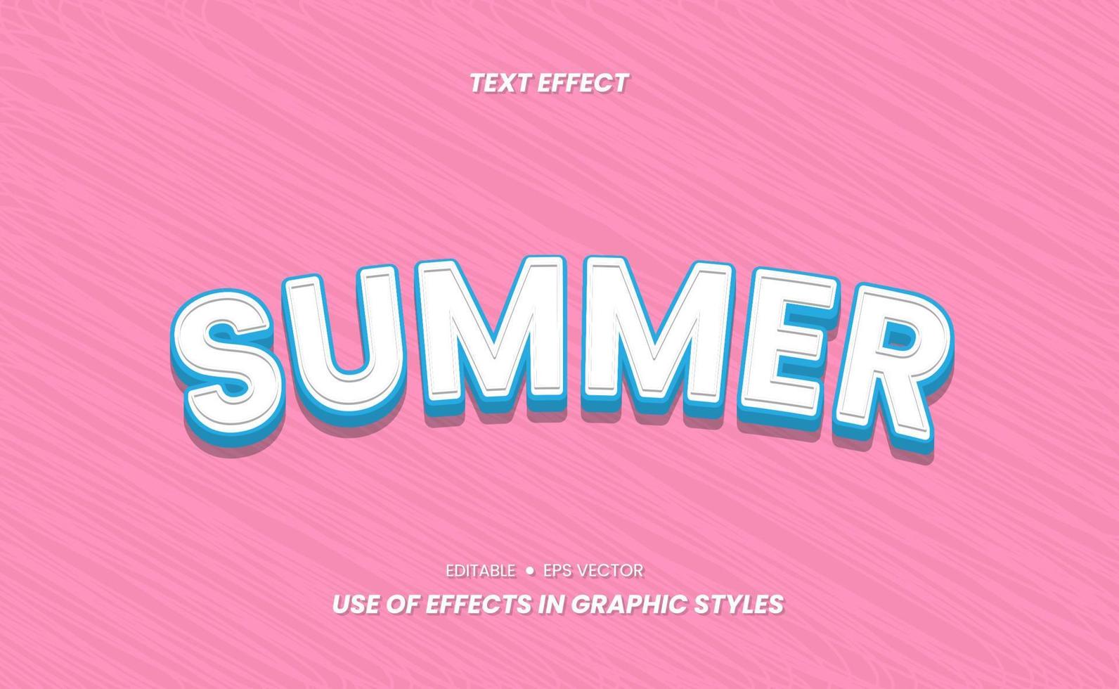 design de vetor de texto de efeito 3d de verão editável