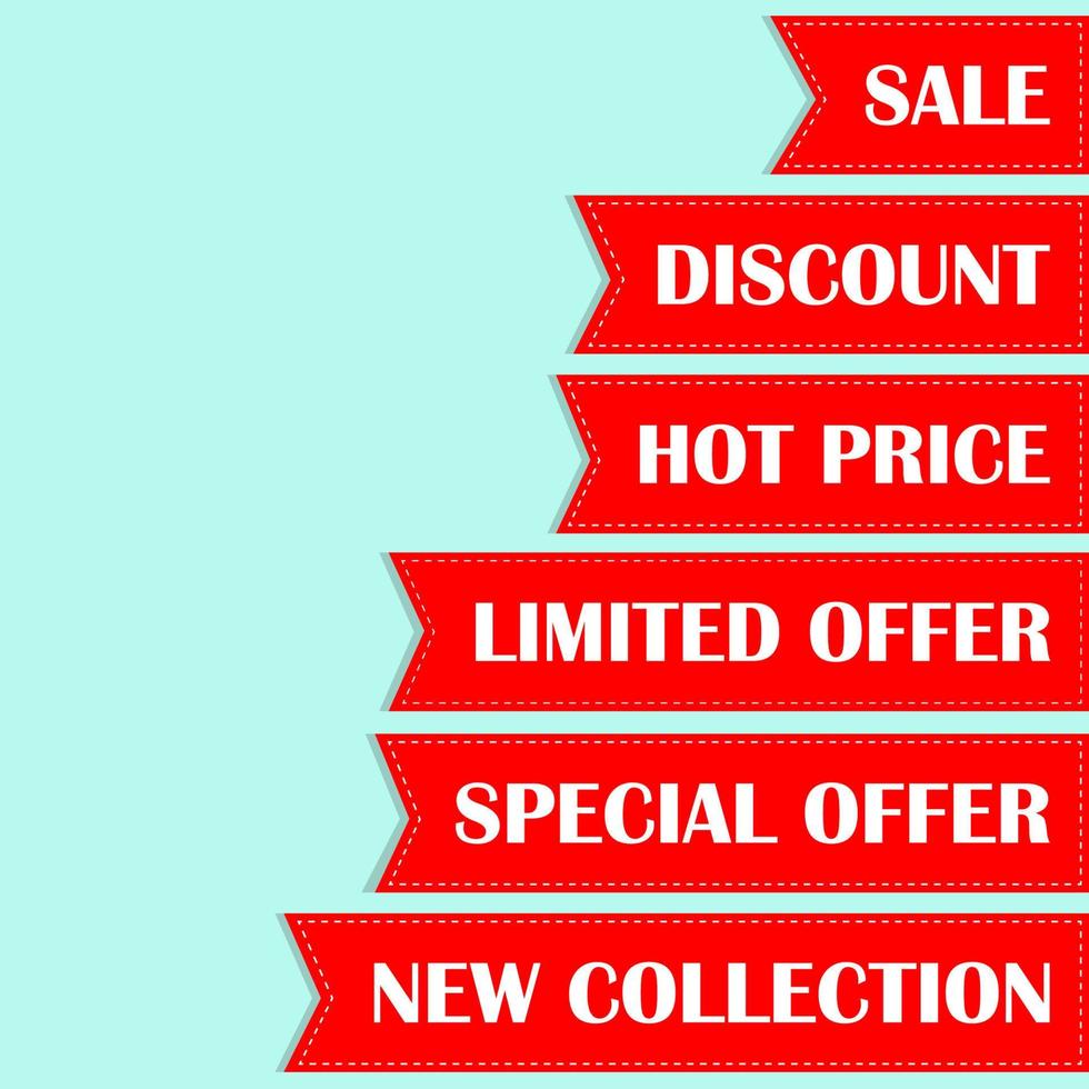 venda de etiqueta vermelha, desconto, preço quente, oferta limitada, oferta especial, nova coleção. ilustração vetorial. design gráfico. vetor