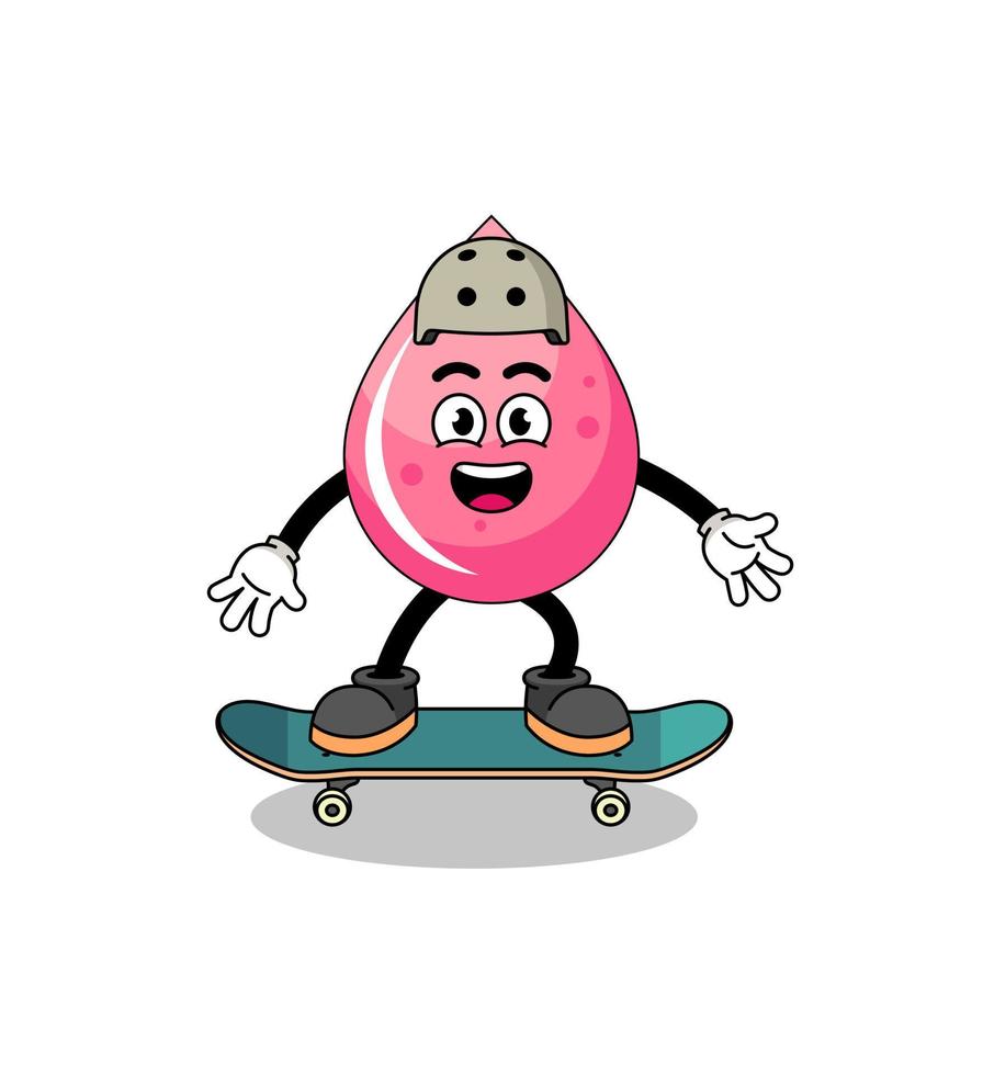 mascote de suco de morango jogando um skate vetor