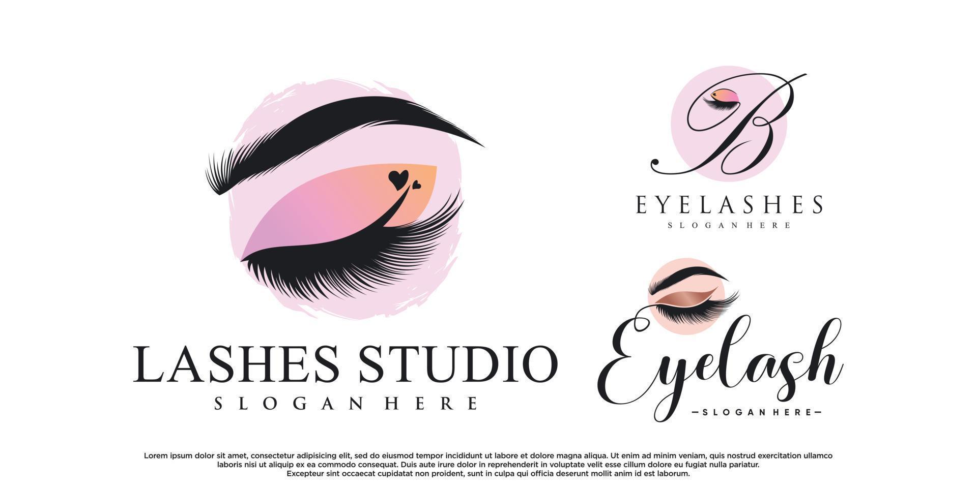 pacote de design de logotipo de cílios para beleza com vetor premium de conceito criativo