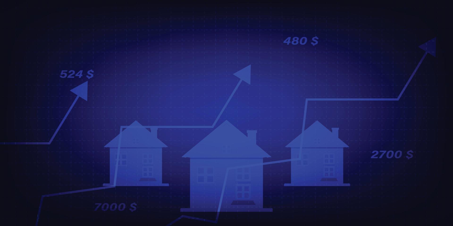 preços imobiliários subindo com setas e gráfico. vetor