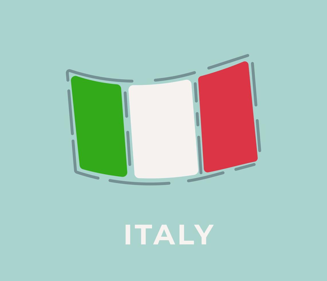 a bandeira da itália em um fundo azul. ilustração vetorial da bandeira de um país europeu. Itália. vetor