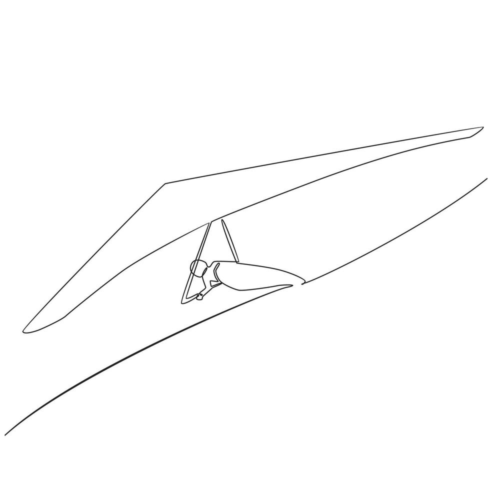 desenho de linha contínua vetor de arte de linha de asa delta