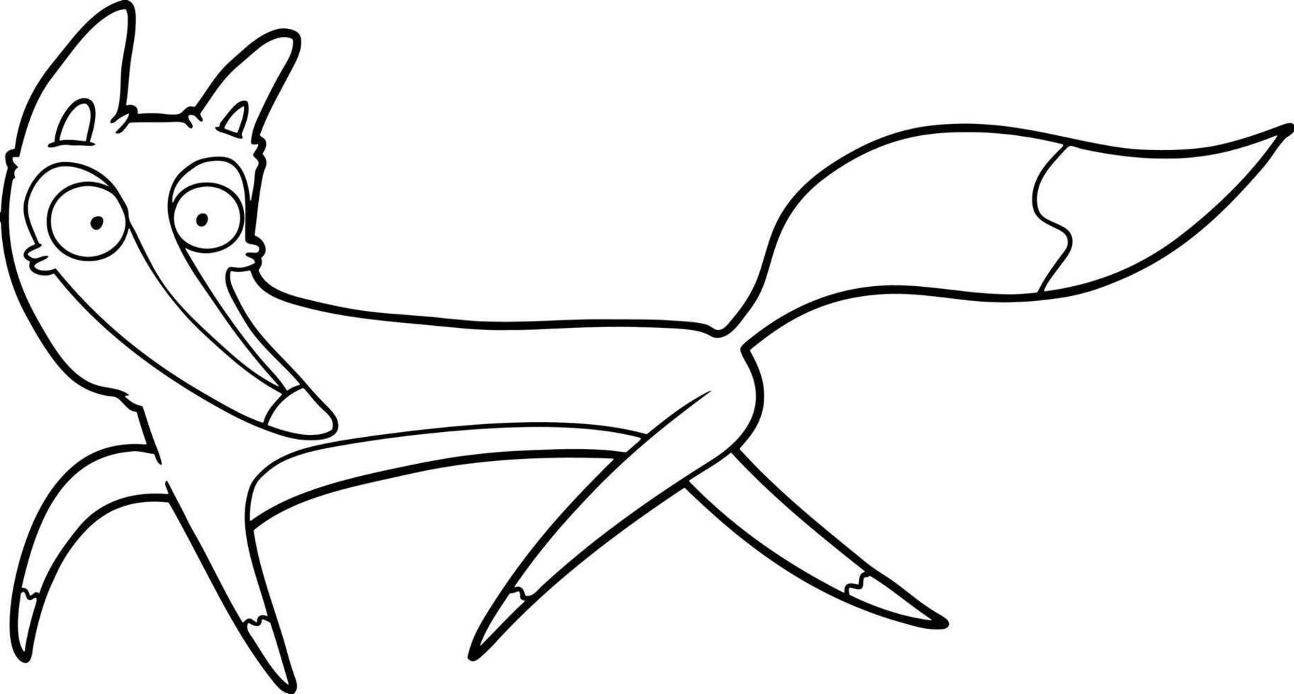 desenho de linha desenho animado raposa fofa vetor