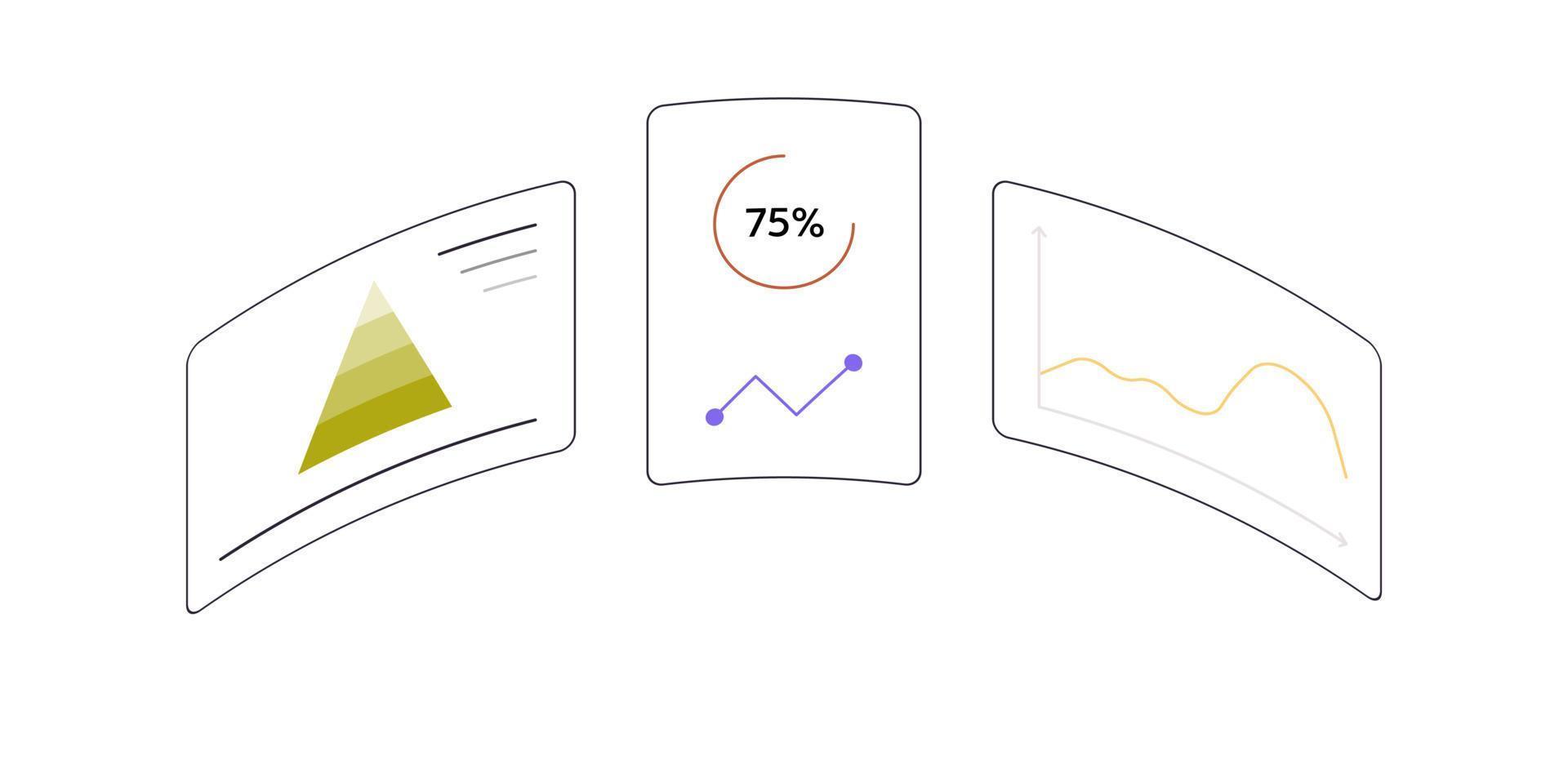 análise de dados de negócios e gerenciamento eficaz analisando informações, gráficos ilustração vetorial plana. vetor