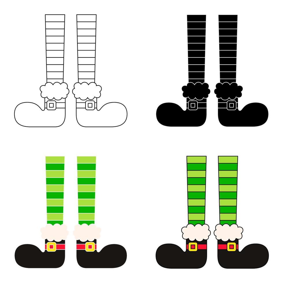 conjunto de pés de elfo em estilo simples isolado vetor
