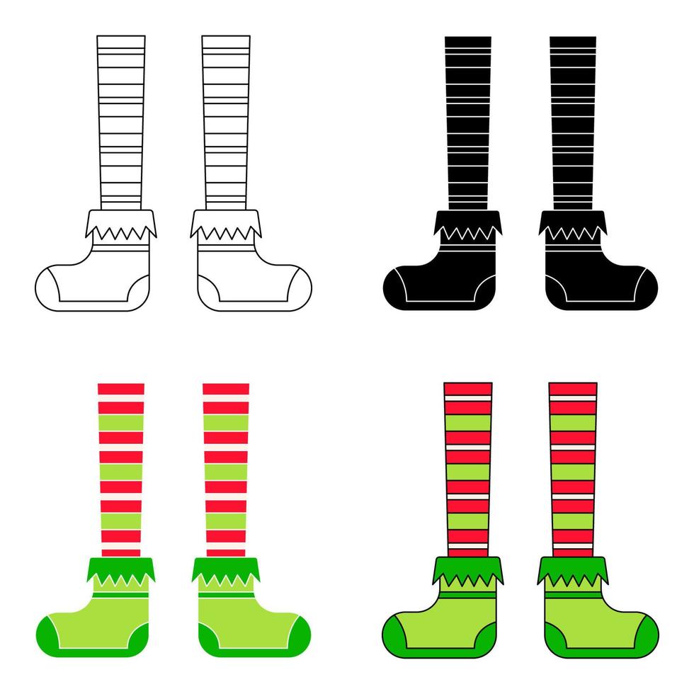 conjunto de pés de elfo em estilo simples isolado vetor