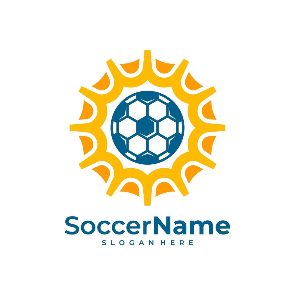 modelo de logotipo de futebol de sol, vetor de design de logotipo de futebol