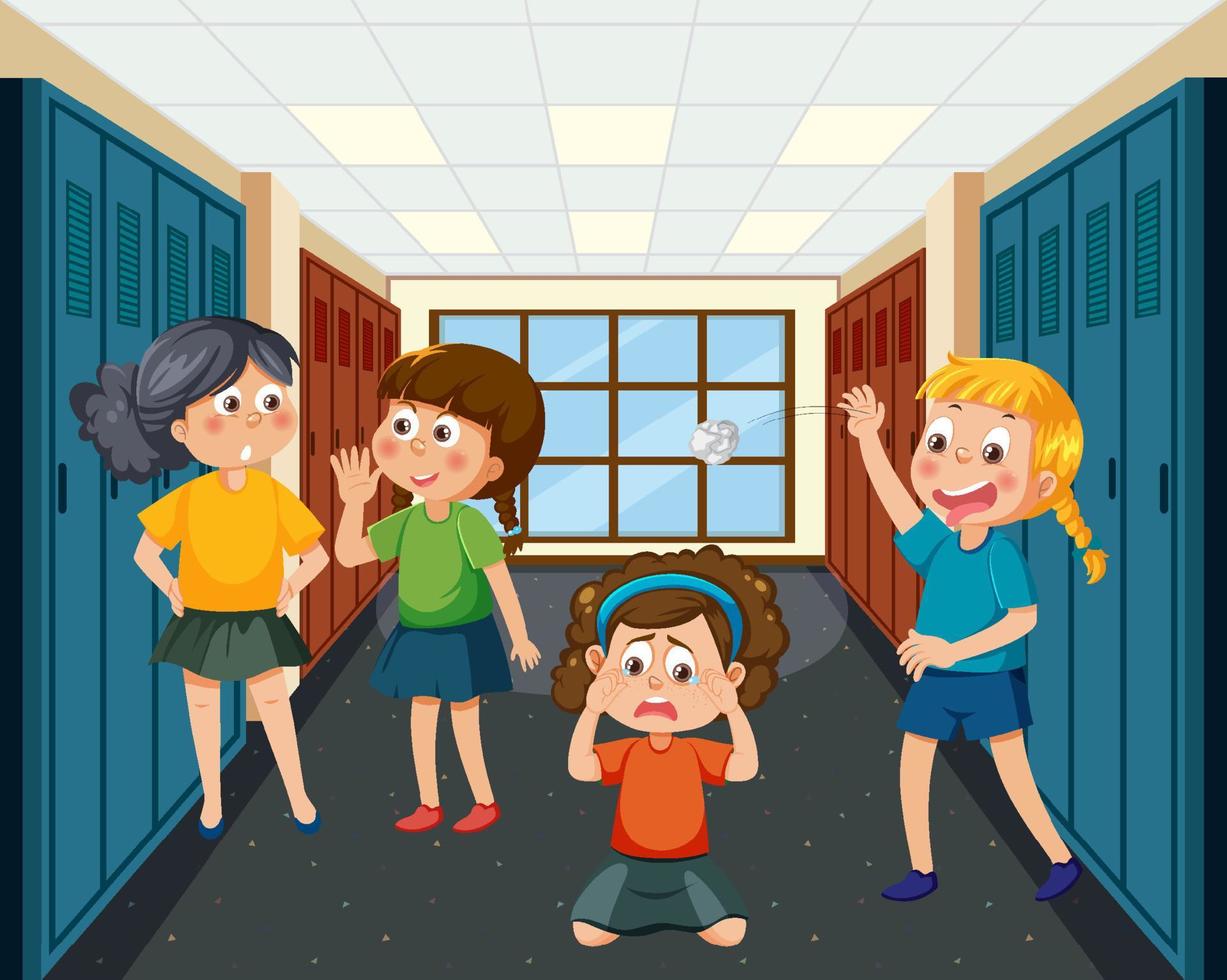 crianças intimidando seu amigo na escola vetor