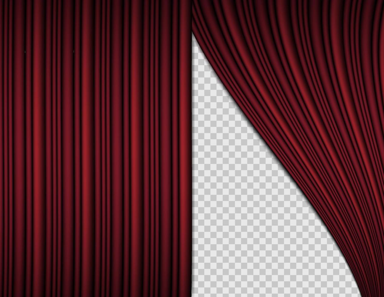 cortina de palco vermelha com fundo transparente. ilustração vetorial de cortina de palco vermelho para fundo de teatro ou ópera vetor