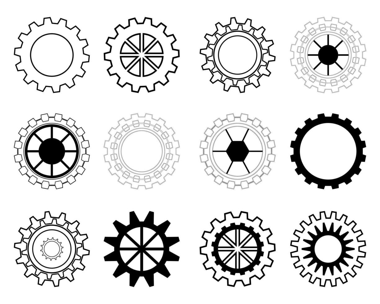 coleção de parte da roda dentada engenharia fábrica ícone elemento decoração design gráfico ilustração vetorial de fundo abstrato vetor