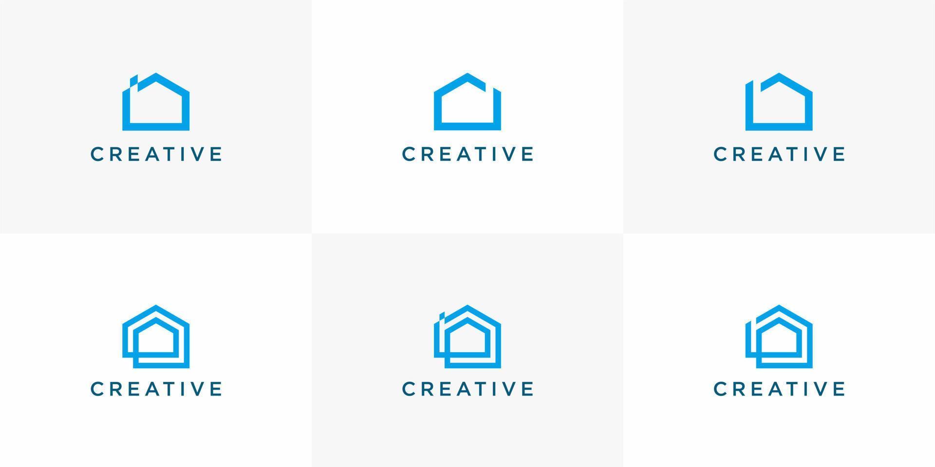definir construção de casa modelo de logotipo de ícone criativo vetor