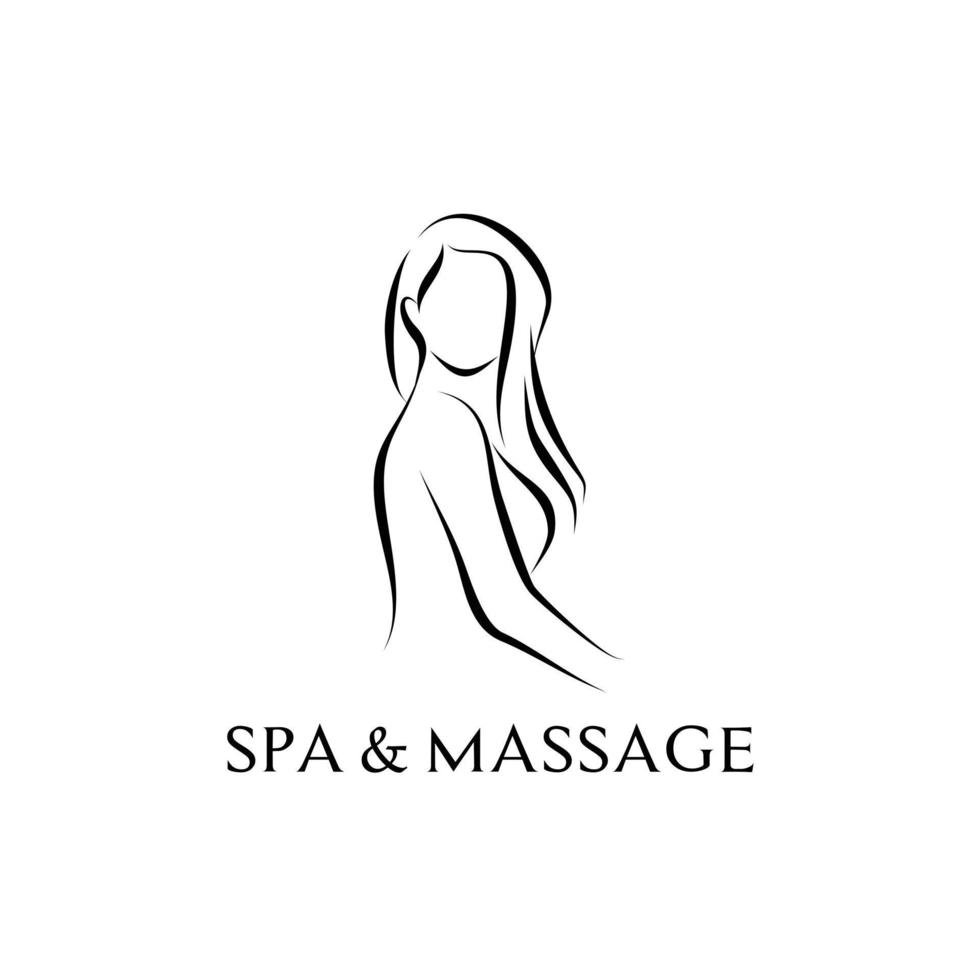 relaxar mulheres simples spa plano e design de logotipo de massagem vetor