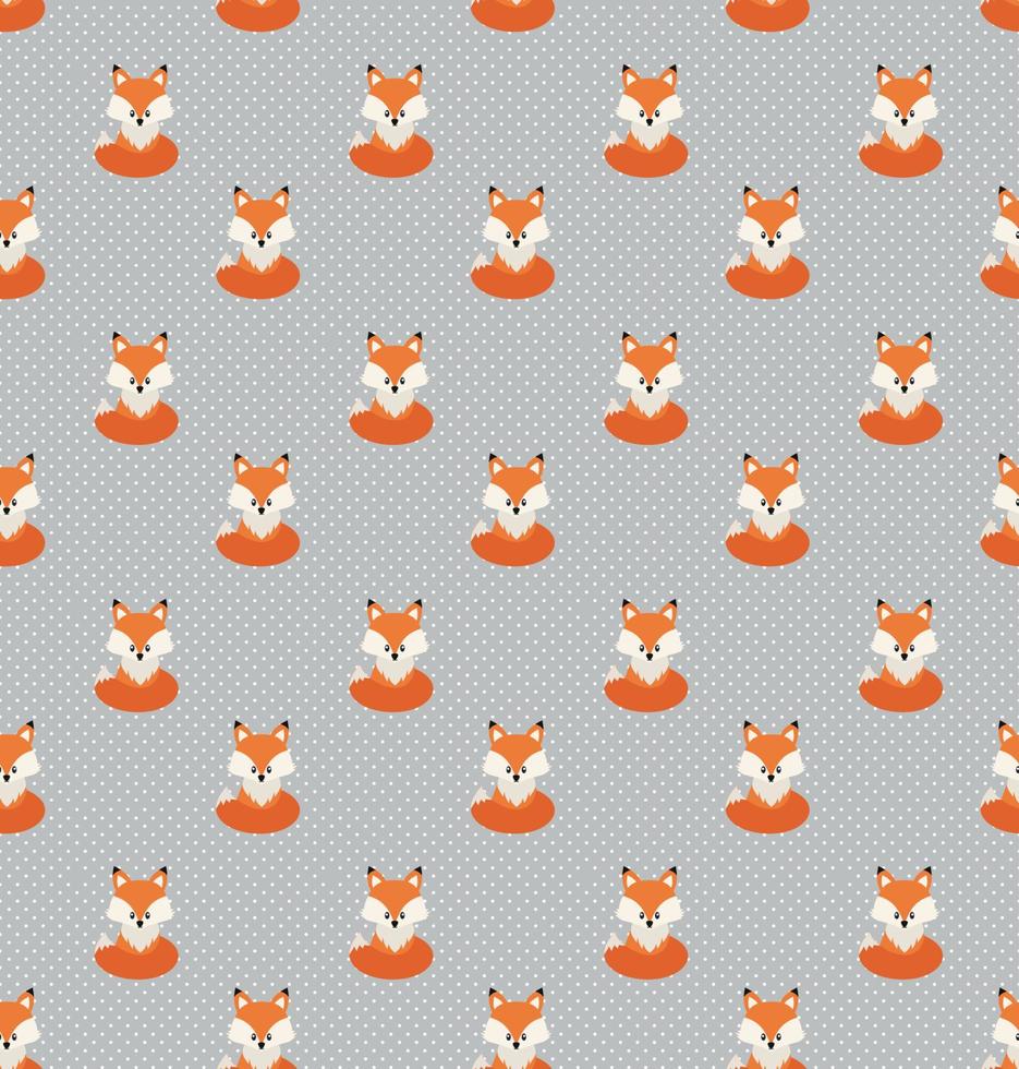 padrão sem emenda de vetor bonito dos desenhos animados raposa. cabeça de raposa laranja no fundo. bom para impressão, têxtil, tecidos, papel de parede, decoração.