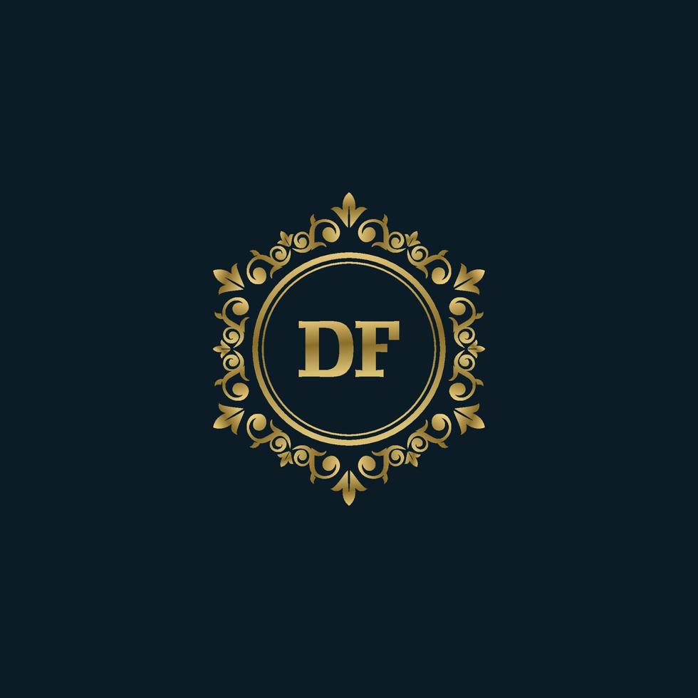 carta df logotipo com modelo de ouro de luxo. modelo de vetor de logotipo de elegância.