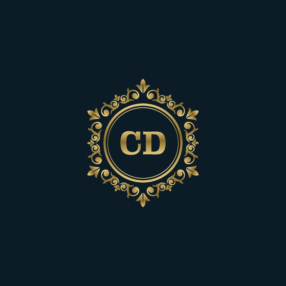 carta cd logotipo com modelo de ouro de luxo. modelo de vetor de logotipo de elegância.