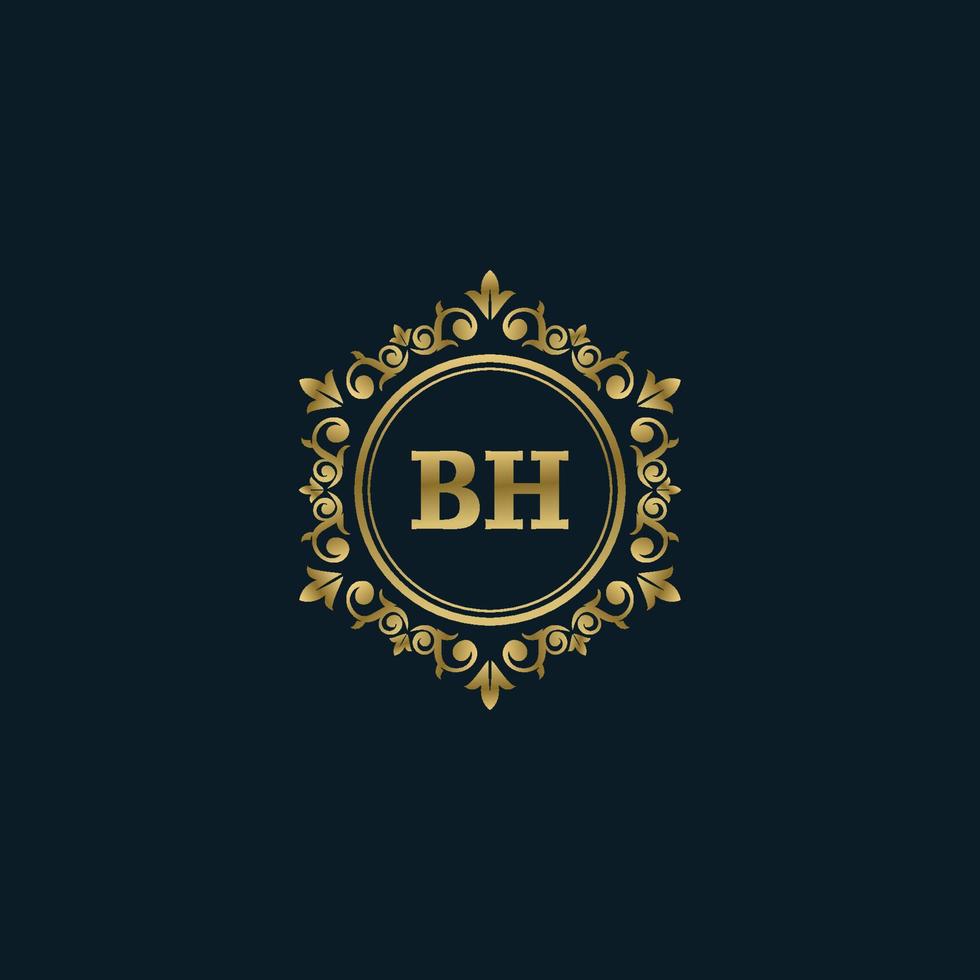 logotipo da letra bh com modelo de ouro de luxo. modelo de vetor de logotipo de elegância.