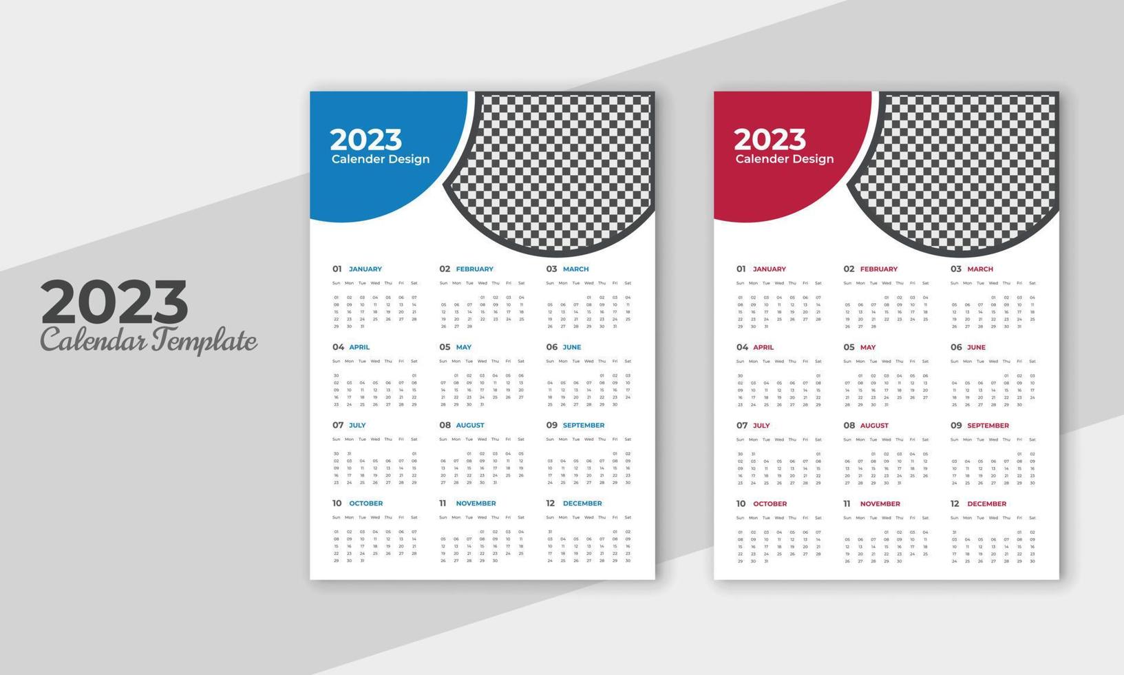 design de calendário de ano novo colorido moderno exclusivo de 2023 vetor