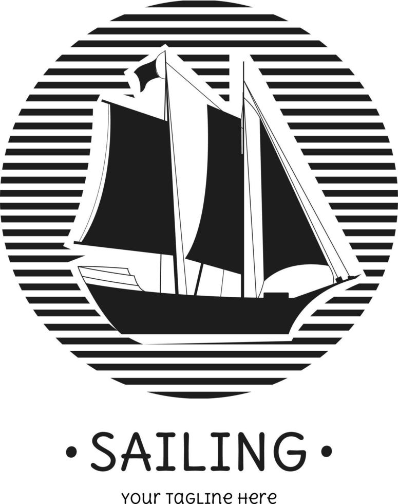 vela, modelo de logotipo de barco. design plano de ilustração vetorial. vetor