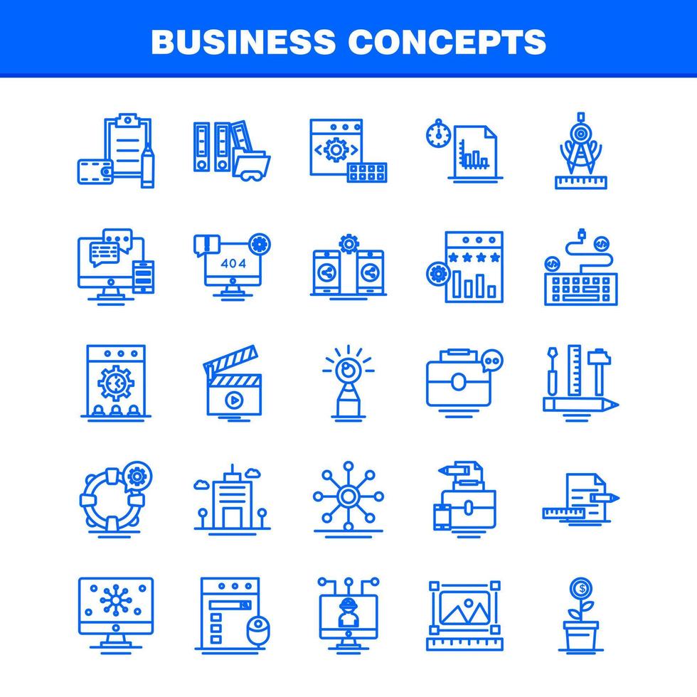 ícones de linha de conceitos de negócios definidos para infográficos kit uxui móvel e design de impressão incluem escala vetorial bússola educação monitor avatar de computador compartilhar coleção infográfico moderno logotipo a vetor