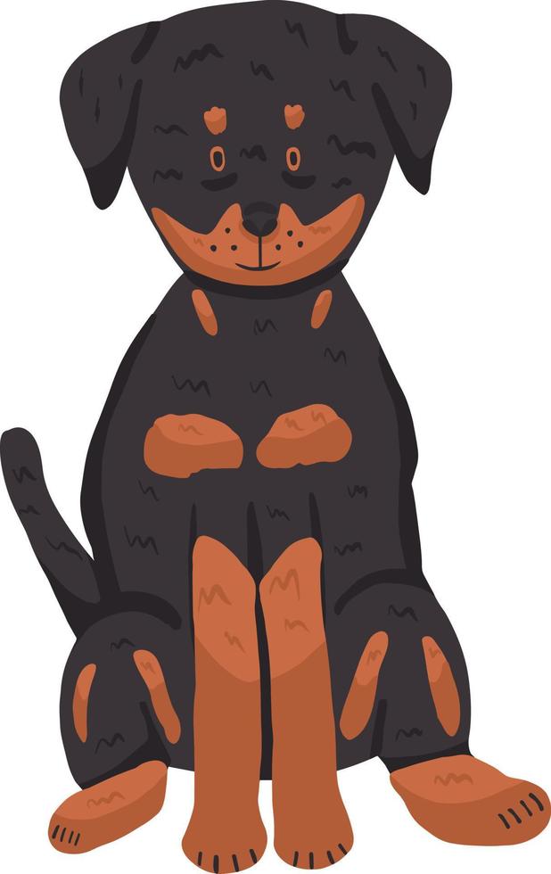 cachorro rottweiler de desenho animado vetor