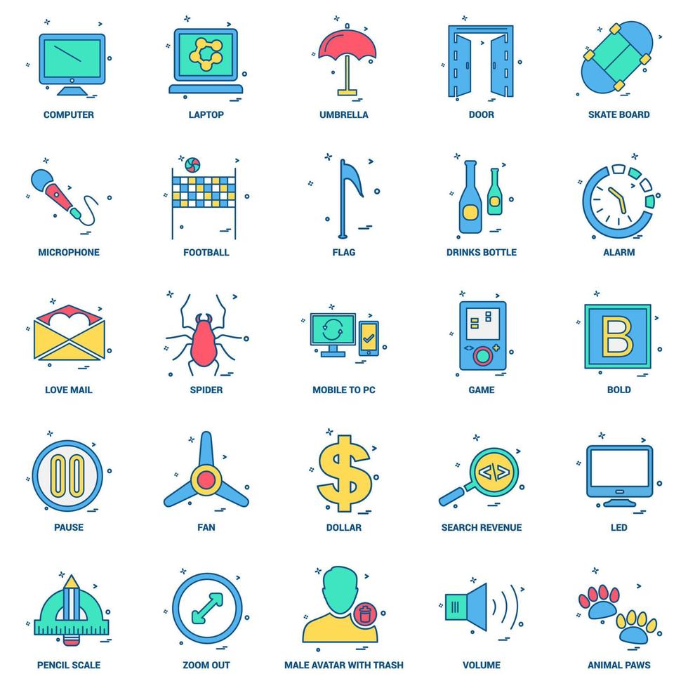 25 conceito de negócios misturar conjunto de ícones de cores planas vetor