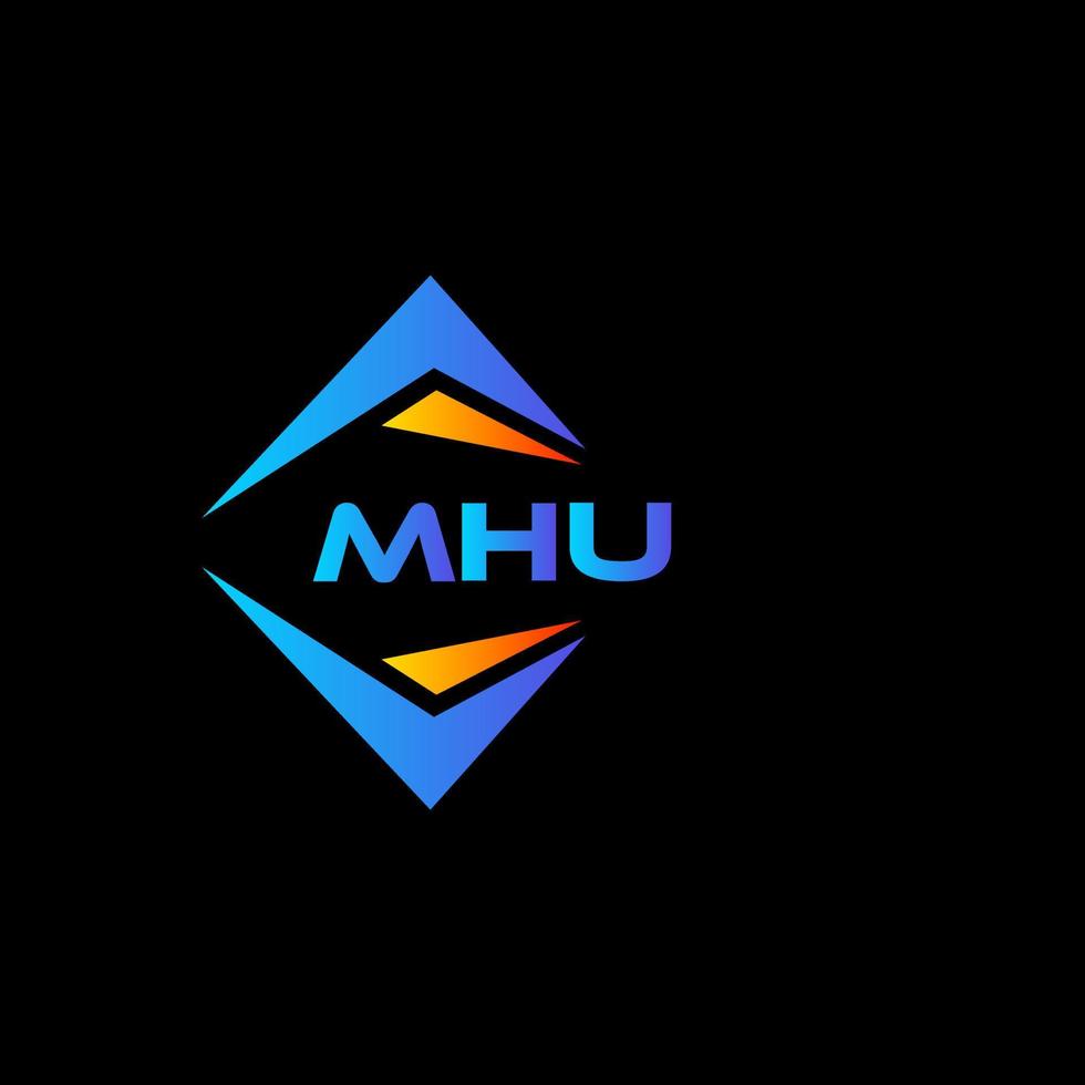 design de logotipo de tecnologia abstrata mhu em fundo preto. conceito de logotipo de letra de iniciais criativas mhu. vetor