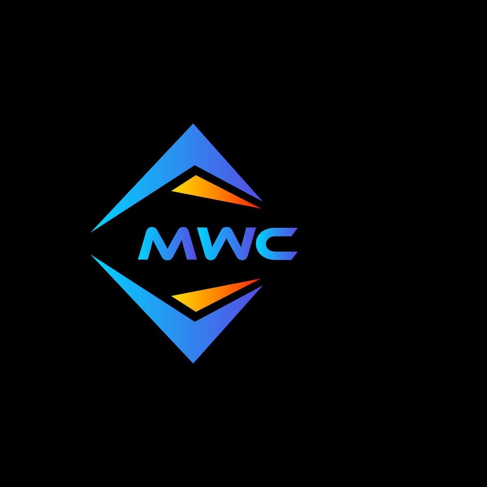 design de logotipo de tecnologia abstrata mwc em fundo preto. conceito de logotipo de letra de iniciais criativas mwc. vetor