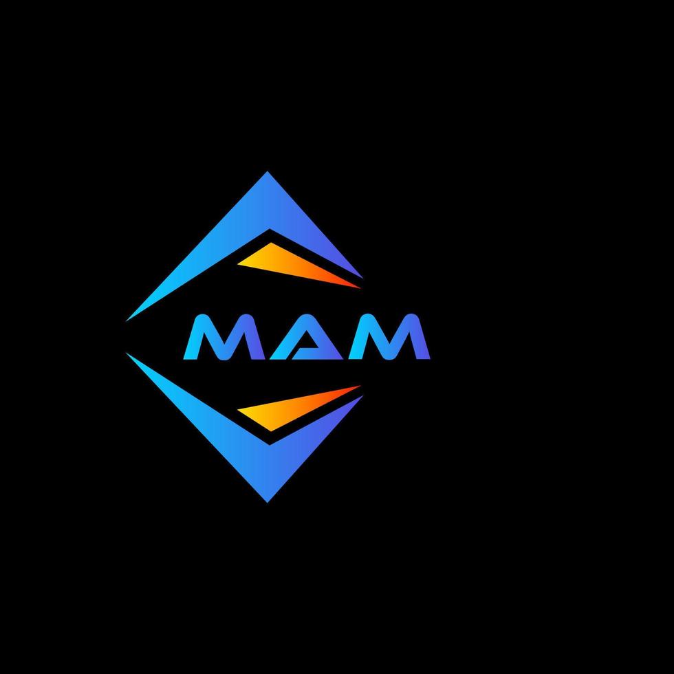 mam design de logotipo de tecnologia abstrata em fundo preto. mam conceito de logotipo de carta de iniciais criativas. vetor