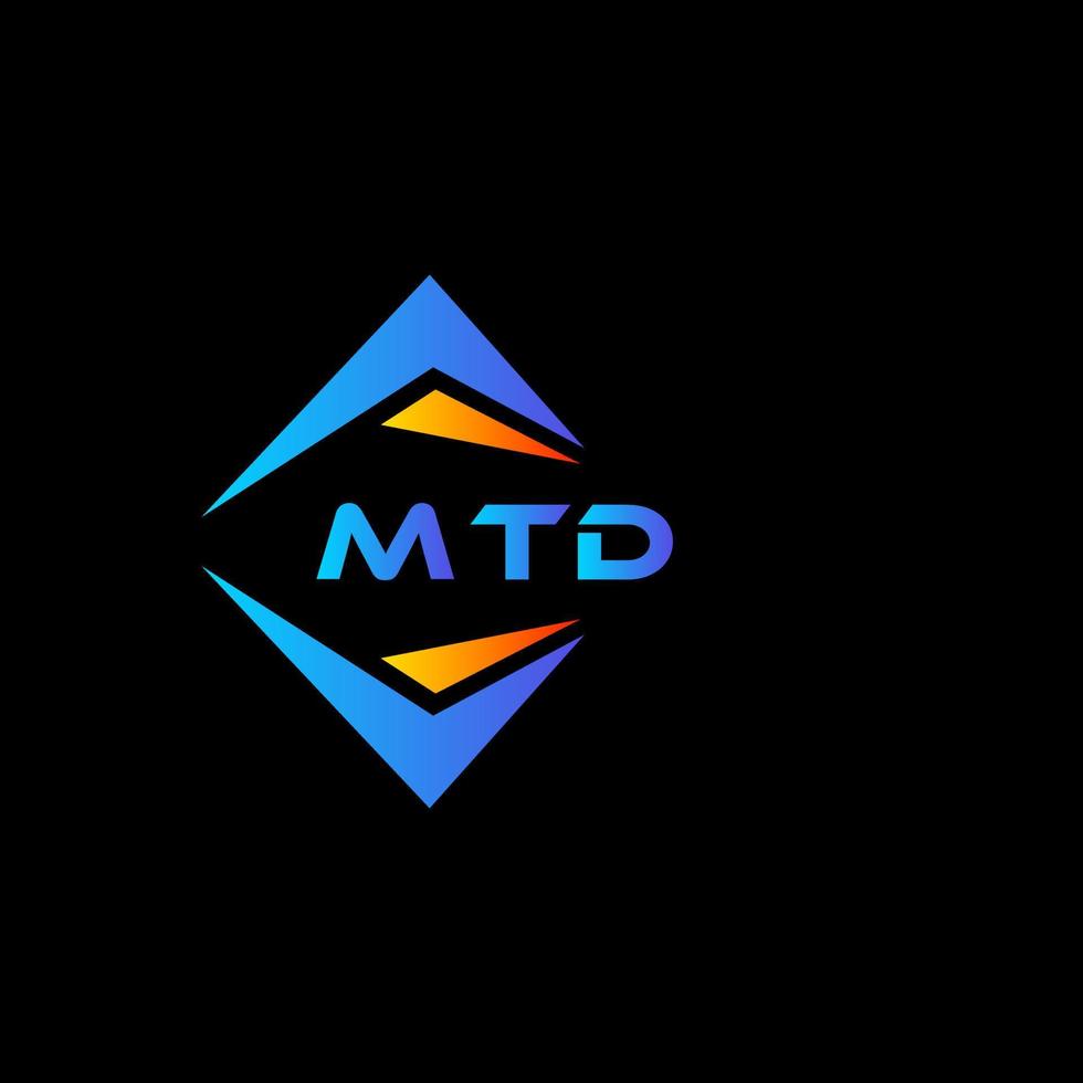 design de logotipo de tecnologia abstrata mtd em fundo preto. conceito de logotipo de letra de iniciais criativas mtd. vetor