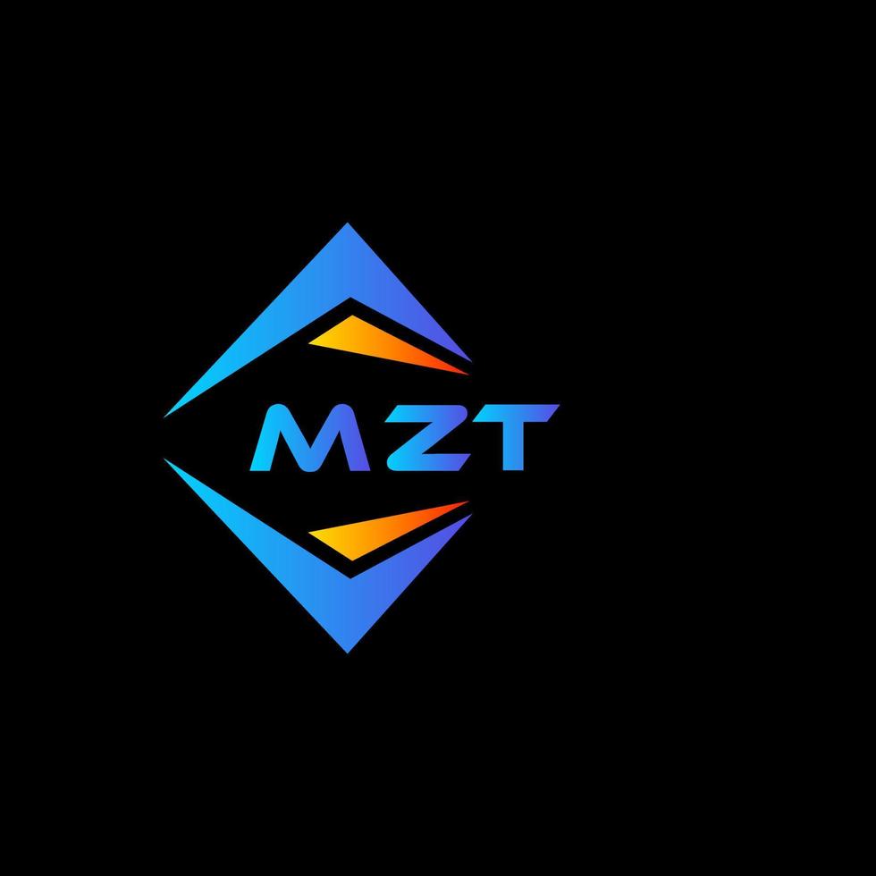design de logotipo de tecnologia abstrata mzt em fundo preto. conceito de logotipo de letra de iniciais criativas mzt. vetor
