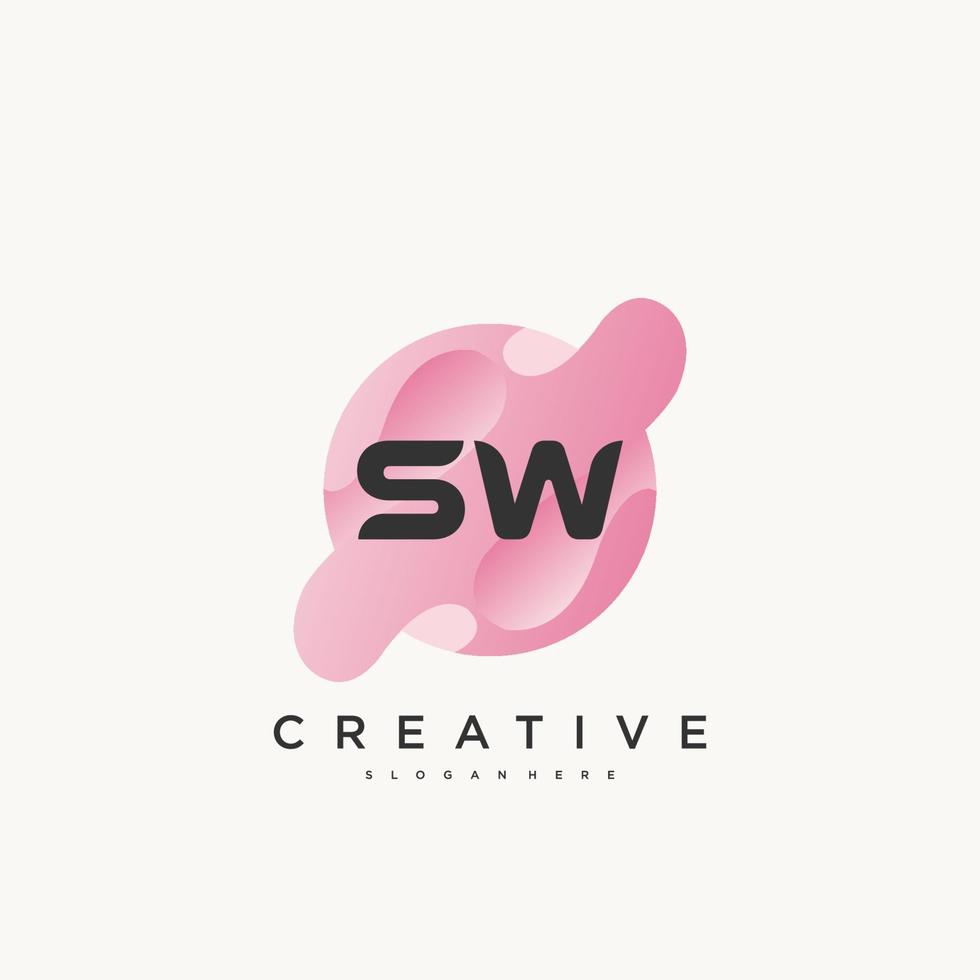 sw letra inicial logotipo colorido modelo de elementos de design de ícone vetor