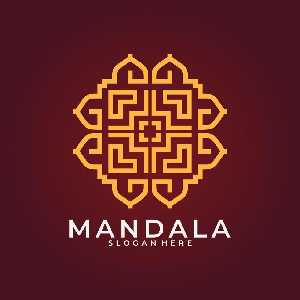 logotipo de marca, modelo de logotipo de mandala de flores decorativas abstratas, sinal de logotipo de redemoinho em estilo árabe ornamental, design de logotipo floral minimalista para boutique, spa, ioga, meditação vetor