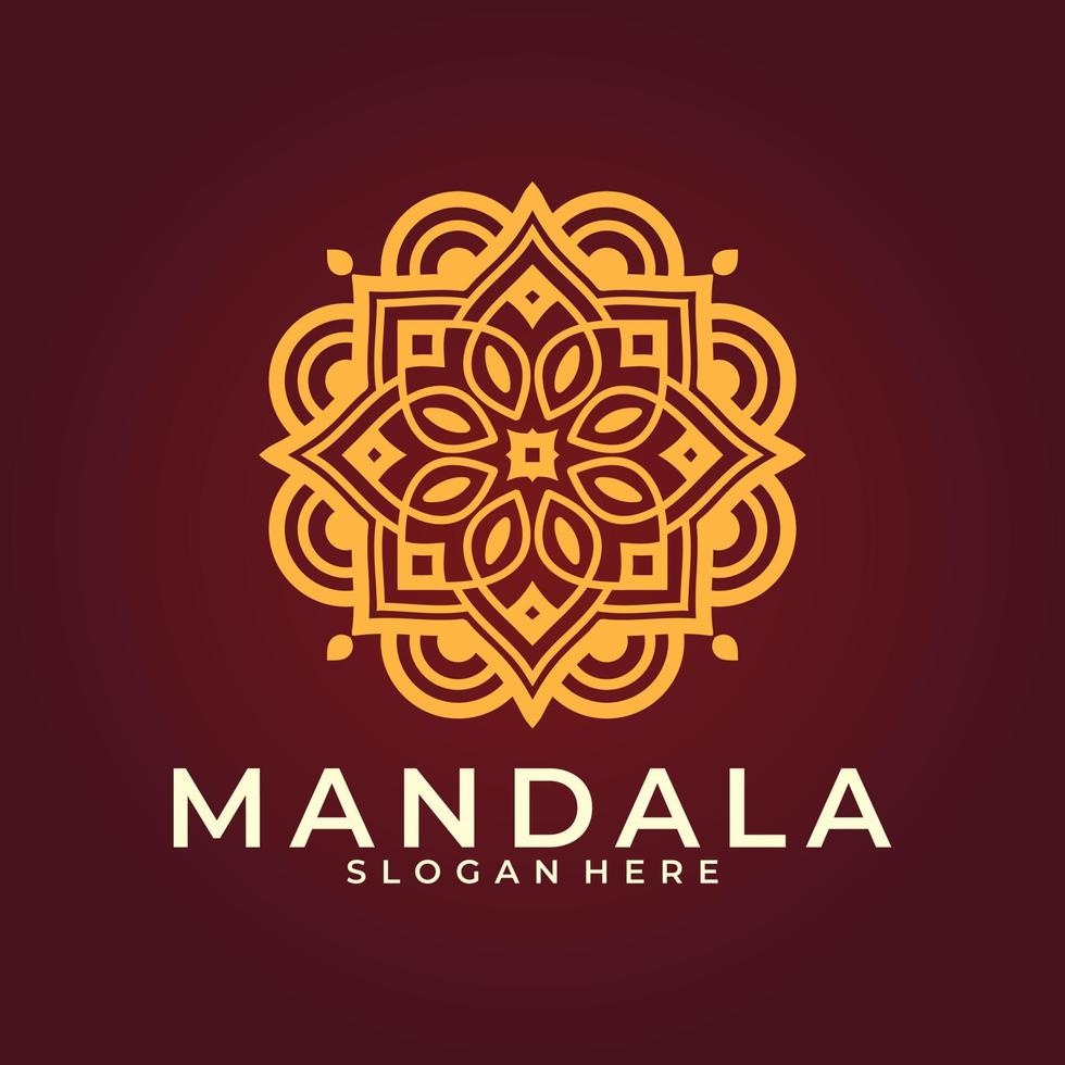 logotipo de marca, modelo de logotipo de mandala de flores decorativas abstratas, sinal de logotipo de redemoinho em estilo árabe ornamental, design de logotipo floral minimalista para boutique, spa, ioga, meditação vetor