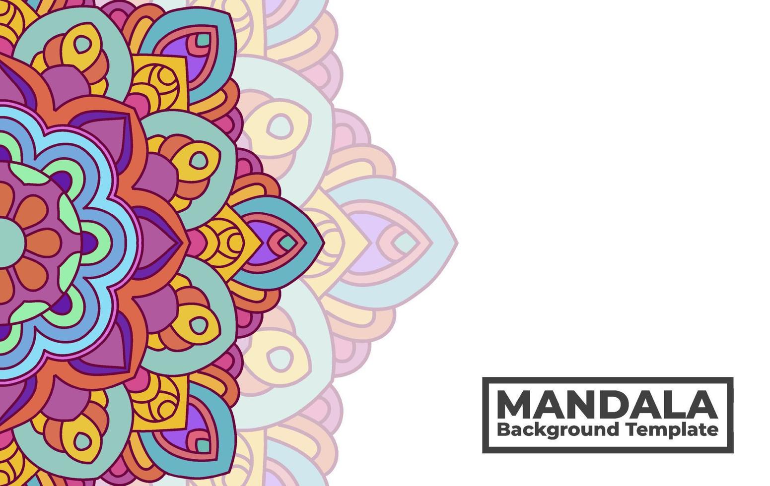 modelo de plano de fundo vetorial com design de padrão de mandala ornamental, banner de mandala de flores decorativas com lugar para textos vetor