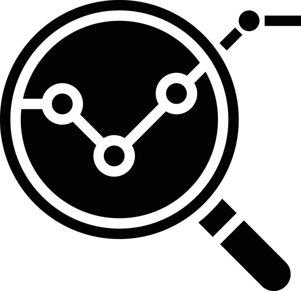 estatística de vidro de ampliação de gráfico de análise - ícone sólido vetor