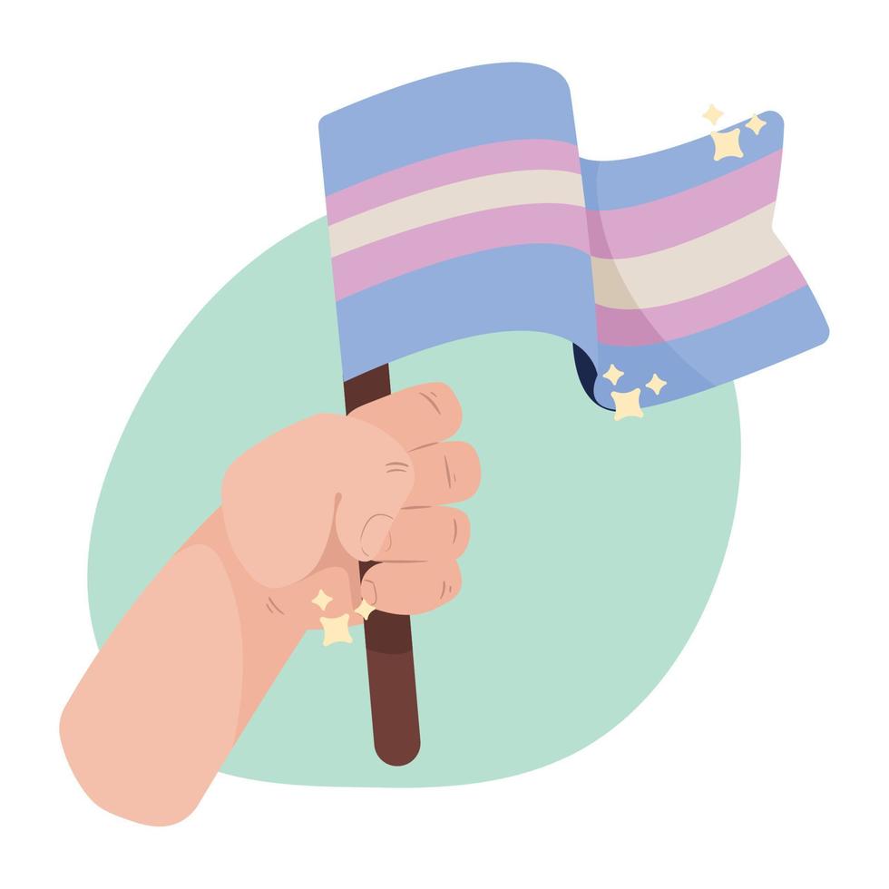 mão acenando a bandeira bigender vetor