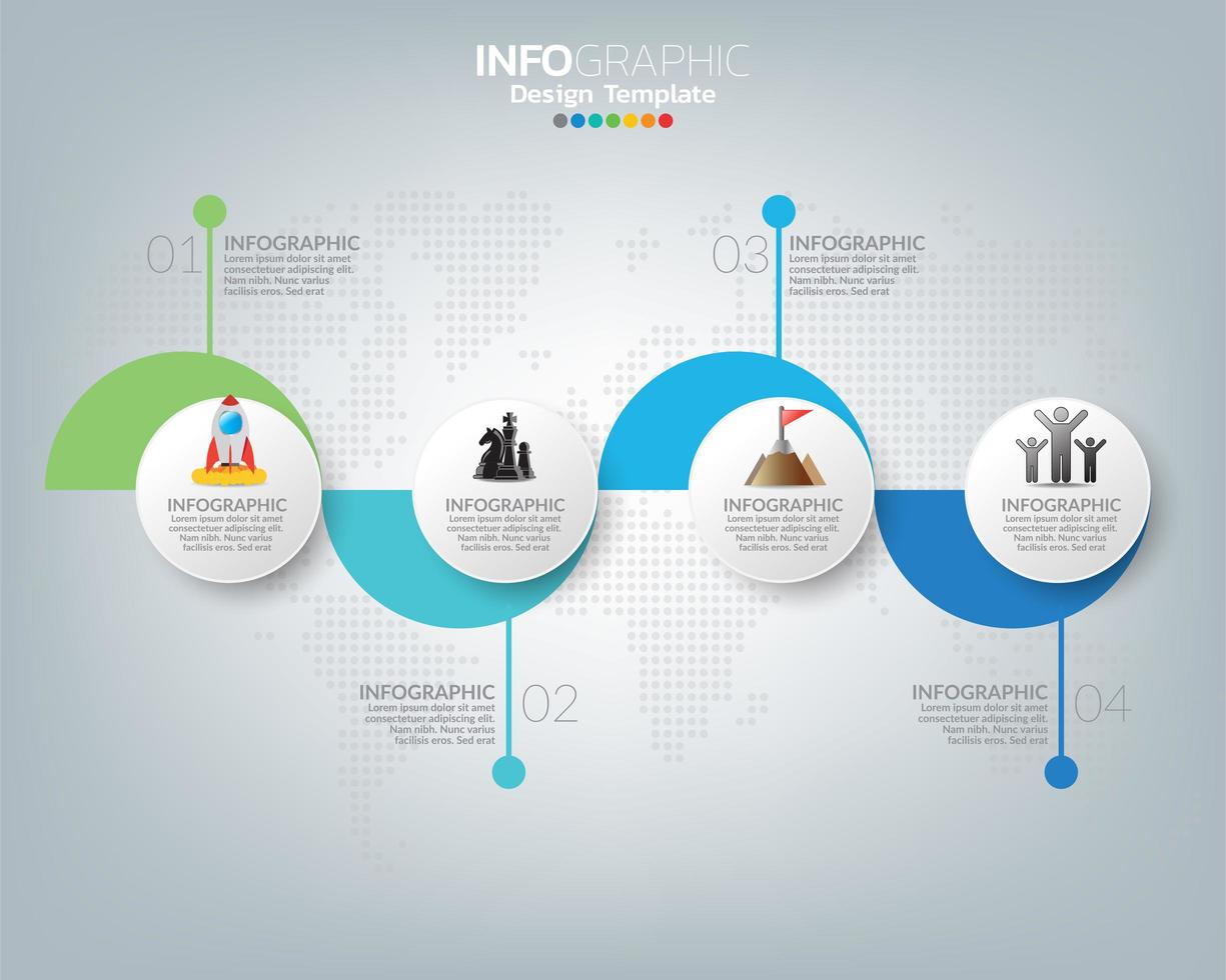 modelo de infográfico com ícones de marketing digital vetor