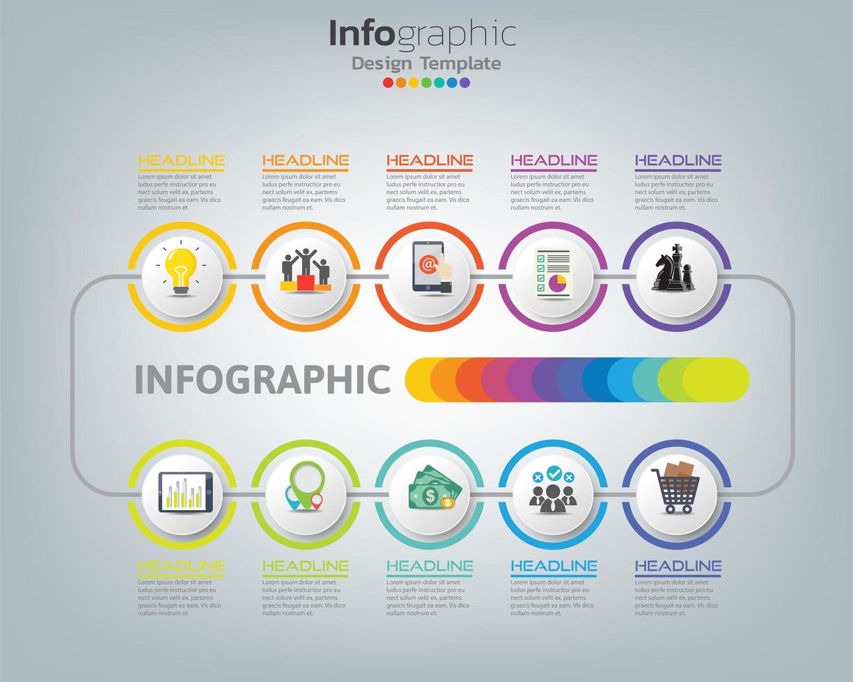 gráfico de processo abstrato infográfico com elementos vetor