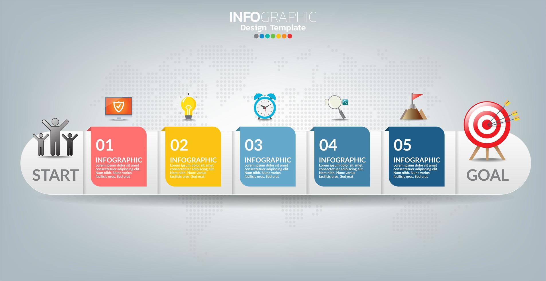 modelo de infográfico com ícones e 5 elementos ou etapas. vetor