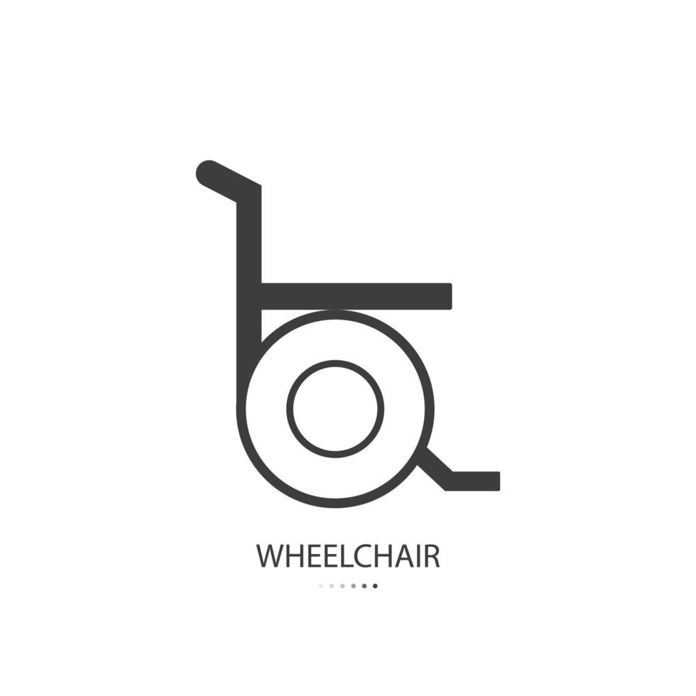 ícone de linha preta de cadeira de rodas isolada no fundo branco. ilustração vetorial. vetor